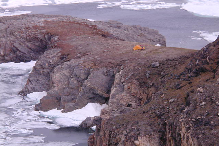 Button Point, Bylot Island, tent, rough seas, Nunavut.