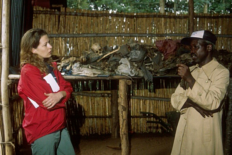 Pamela Coulston and custodian of genocide site Rwanda.