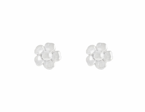 White gold studs in cinquefeuille flower shape