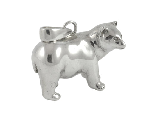 Sterling silver sculpted spirit (kermode) bear pendant.