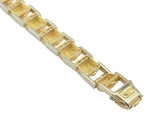 Solid rose, white, yellow 18k gold link bracelet.