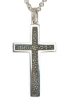 Very large silver cross pendant, blackened.  Hung on silver chain.