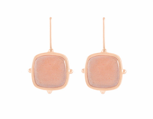 orange moonstone earrings in rose 18k gold.