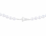 Strand of pale silver blue pearls. Clasp is shaped like bunches of grapes in platinum.