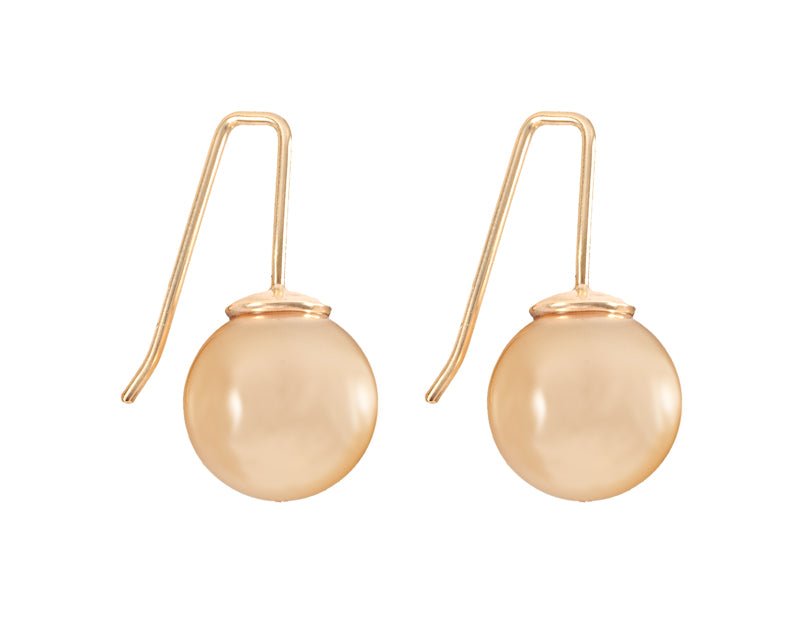 Golden South Sea pearls on 18k yellow gold shepherd's hooks.