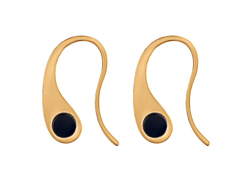 Gold earrings with black onyx.