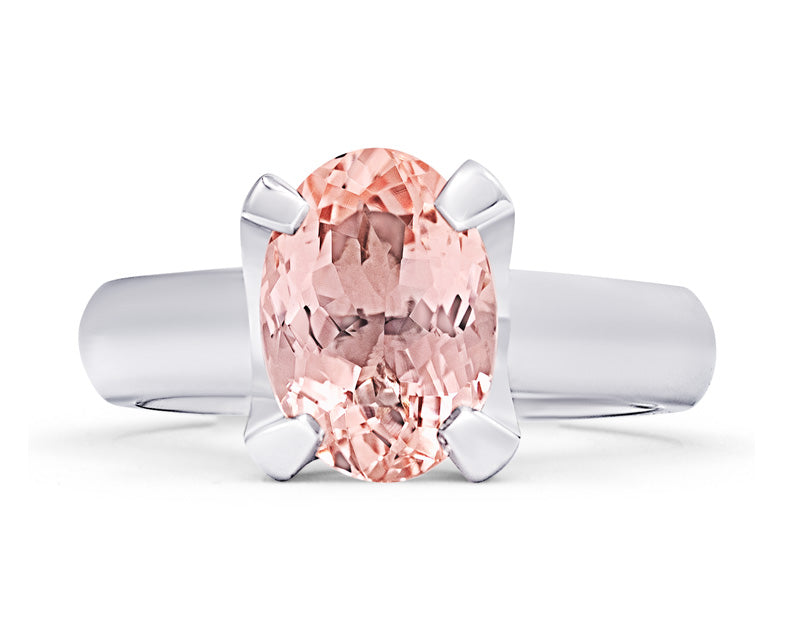 Pink morganite gemstone n platinum ring