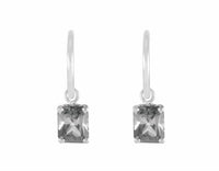 Grey tourmaline drops on platinum 3/4 hoops