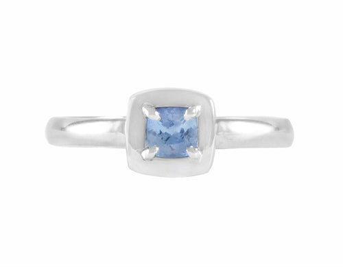 Platinum skinnies ring with blue sapphire