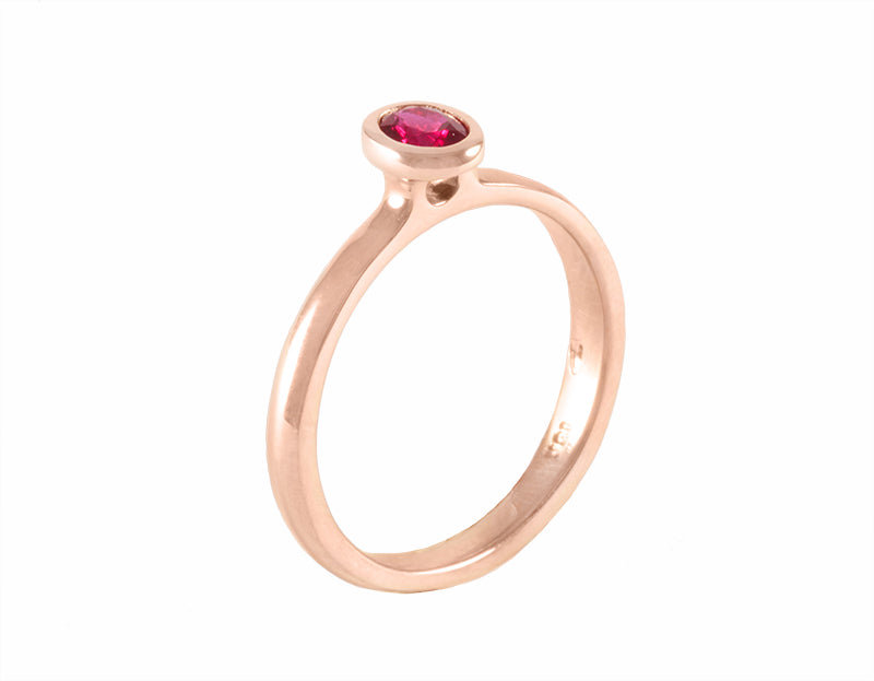 18k rose gold ring with ruby