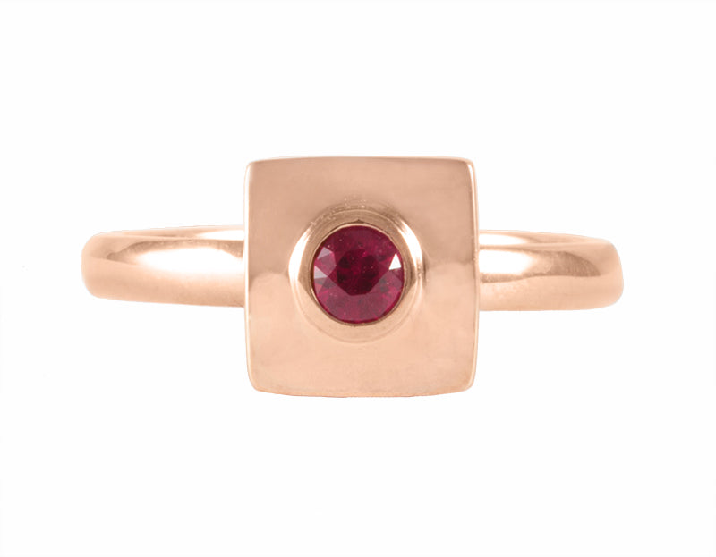 18k rose gold ring with small ruby