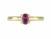 18k green and rose gold rings with spessartite and rhodolite garnets