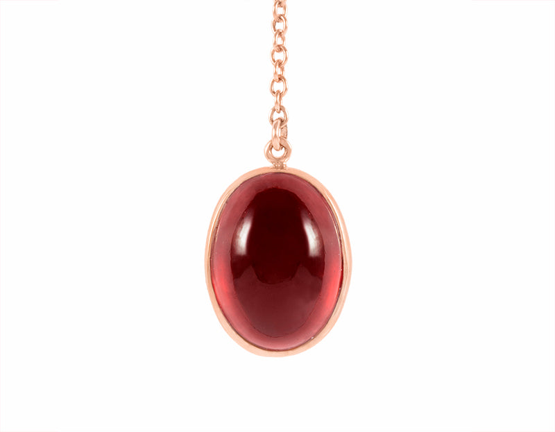 Hessonite garnet pendant 18k rose gold, engraved McIntosh rose