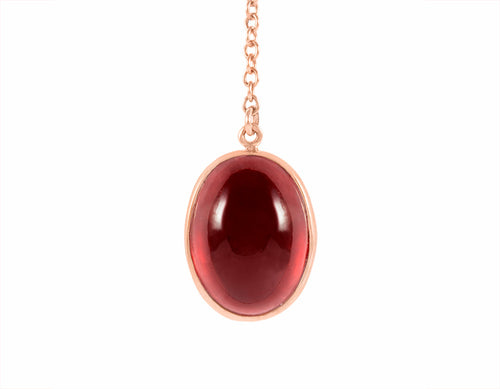 Hessonite garnet pendant 18k rose gold, engraved McIntosh rose
