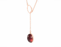 Hessonite garnet pendant 18k rose gold, engraved McIntosh rose