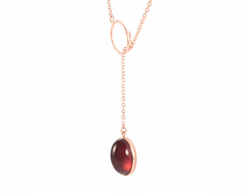 Hessonite garnet pendant 18k rose gold, engraved McIntosh rose