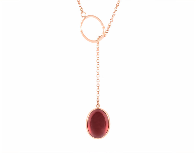 Hessonite garnet pendant 18k rose gold, engraved McIntosh rose