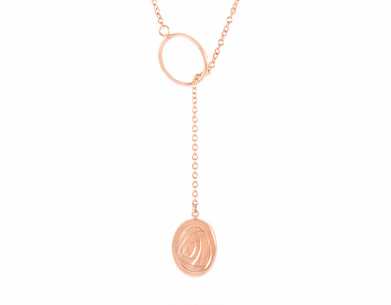 Hessonite garnet pendant 18k rose gold, engraved McIntosh rose