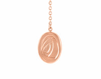 Hessonite garnet pendant 18k rose gold, engraved McIntosh rose