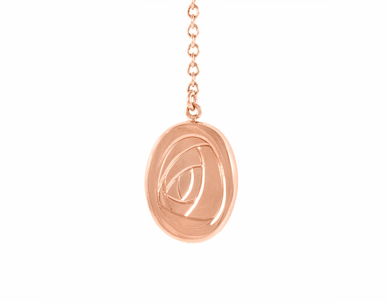 Hessonite garnet pendant 18k rose gold, engraved McIntosh rose