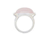 Very large silver ring, oval face set with pink quartz..