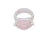 Large silver ring, oval face set with rose quartz.