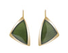 Triangular jade earrings in yellow gold.