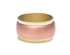 Wide green gold band, slightly concave with slightly less wide rose gold band overlaid on top.