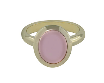 Small oval signet ring in green and rose 18k gold.
