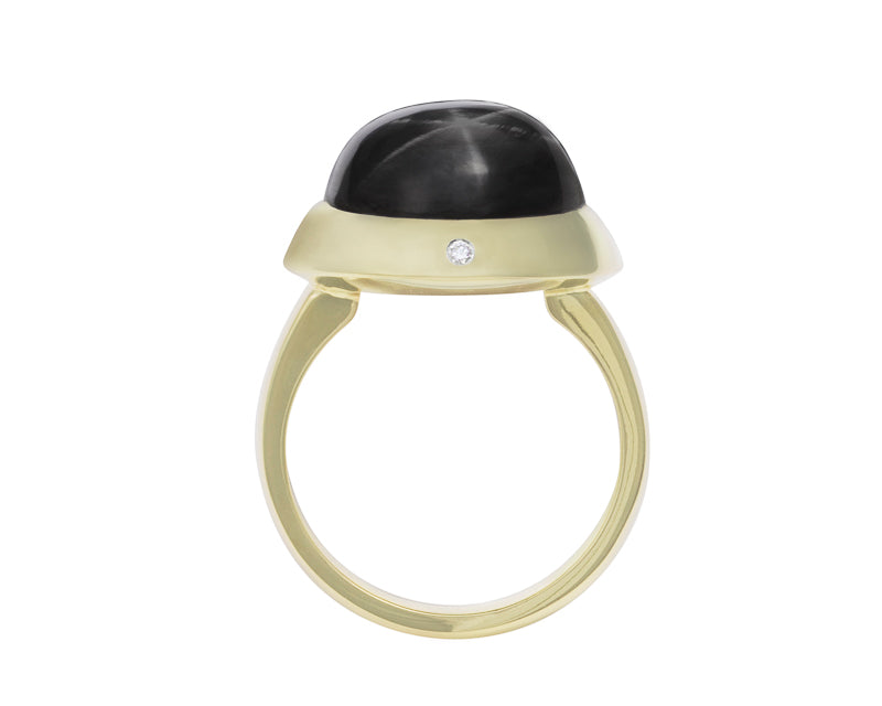 Black Star star sapphire 18k green gold ring fine jewelry