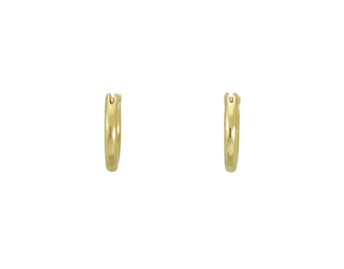 Small U shaped hoops in solid yellow gold.