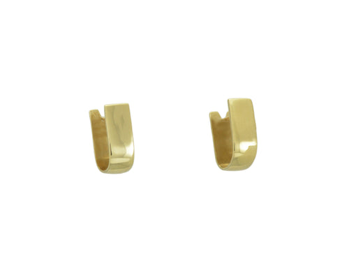 Solid 18 karat yellow gold hoops, U shaped.