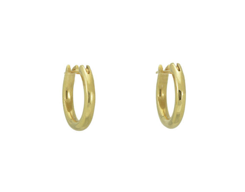 Solid 18 karat yellow gold small round hoops