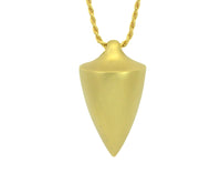 Pendant, like a plumb bob, in solid 18k gold matte finish.