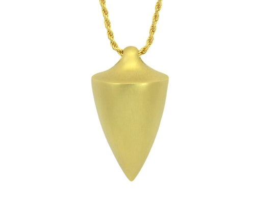 Pendant, like a plumb bob, in solid 18k gold matte finish.