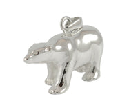 Sterling silver sculpted polar bear pendant.