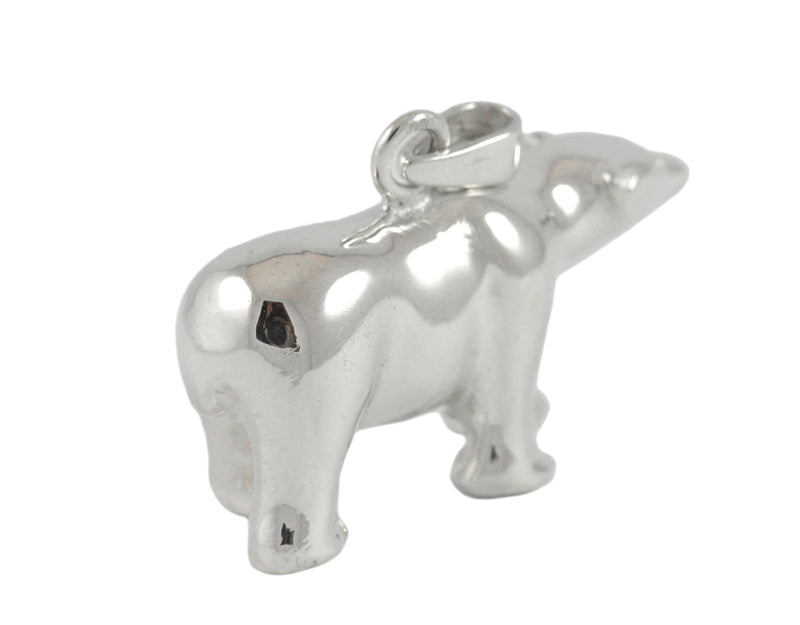 Sterling silver sculpted polar bear pendant.