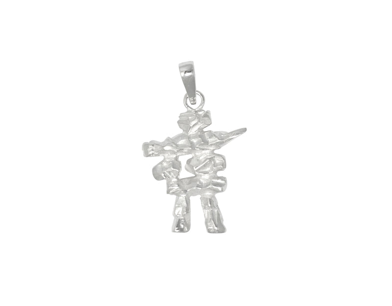 Sterling silver sculpted inukshuk pendant.