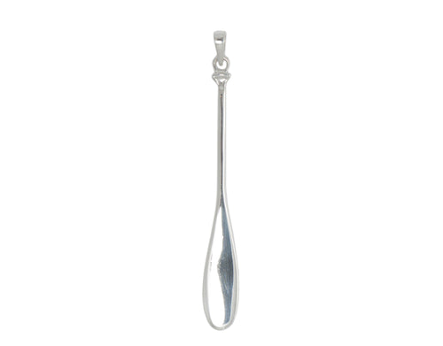 Sterling silver sculpted canoe paddle pendant.