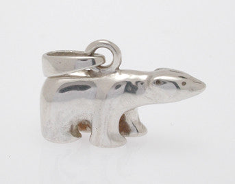 Sterling silver sculpted polar bear pendant.