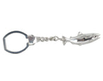 Sterling silver sculpted salmon key ring.