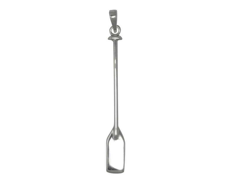 Sterling silver sculpted white water canoe paddle pendant.