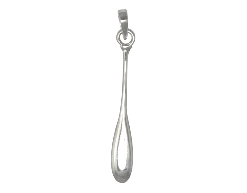 Sterling silver sculpted canoe paddle pendant.