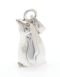 Sterling silver sculpted adelie penguin pendant.