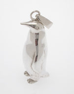 Sterling silver sculpted emperor penguin pendant.