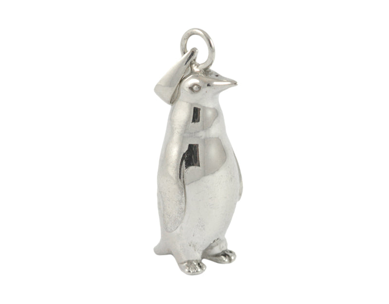 Sterling silver sculpted emperor penguin pendant.