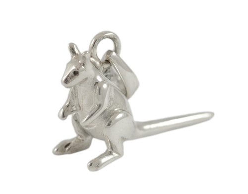 Sterling silver sculpted kangaroo pendant.
