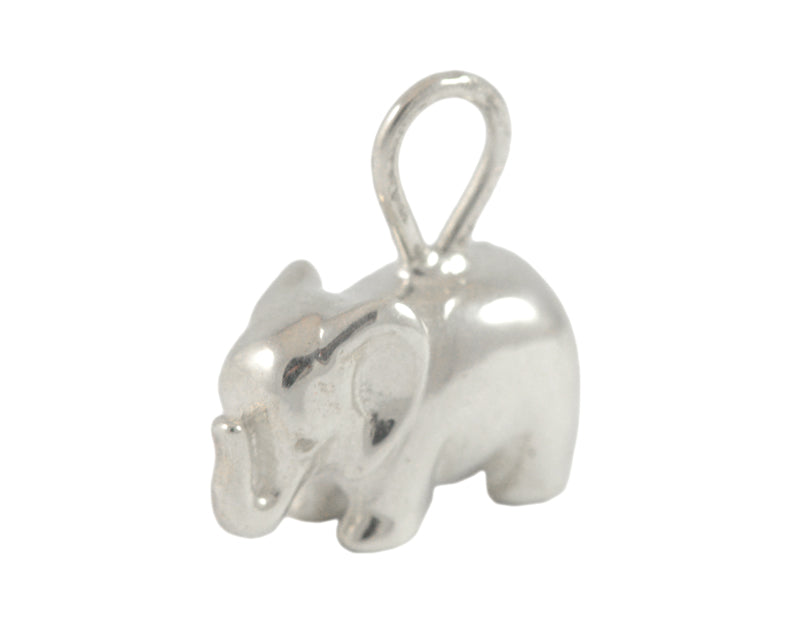 Sterling silver sculpted elephant pendant.