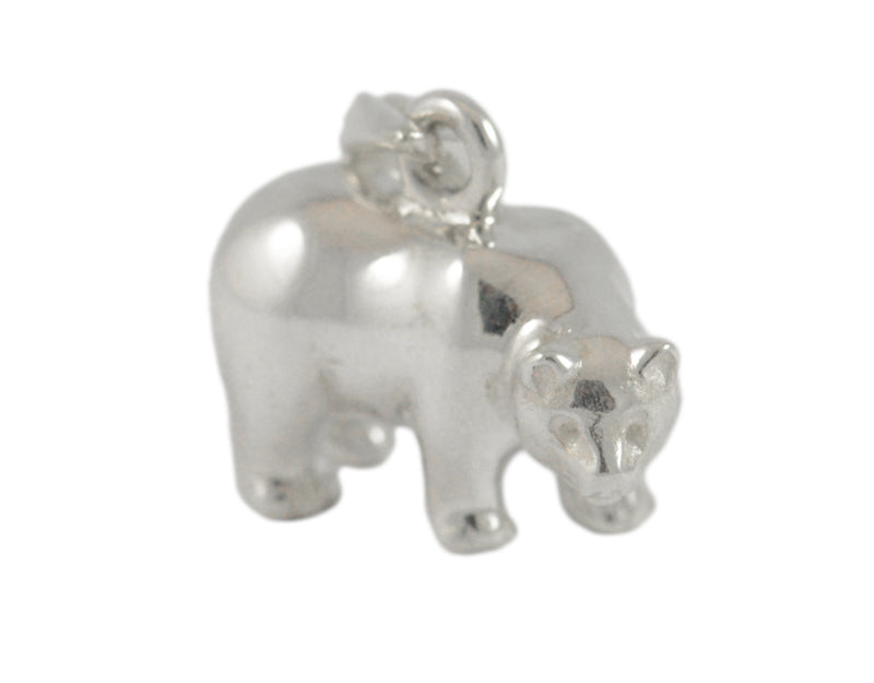Sterling silver sculpted grizzly bear pendant.
