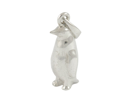 Sterling silver sculpted emperor penguin pendant.